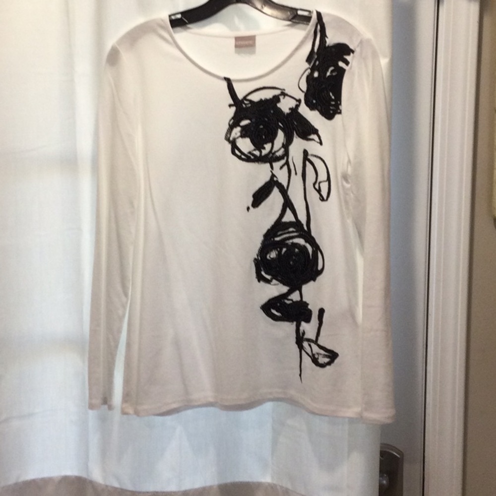 NWOT Chico’s LS Embellished Tee